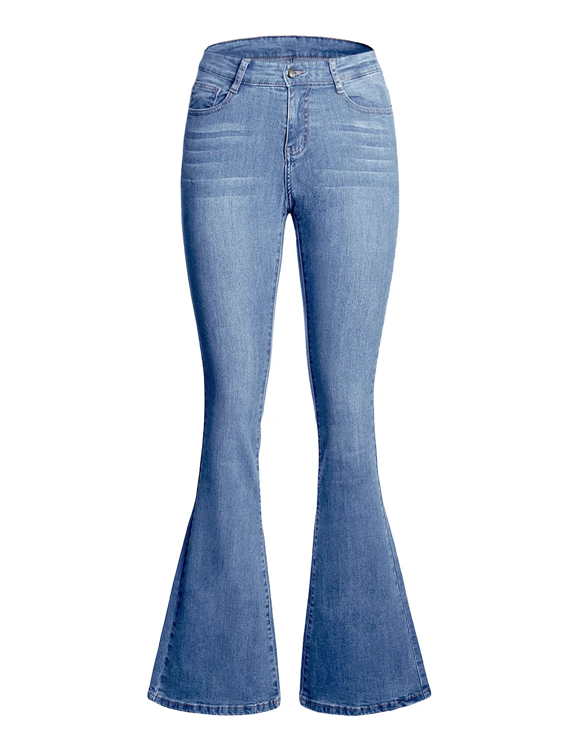Blue Flare Bell Bottom Mid Rise Denim Jeans N893