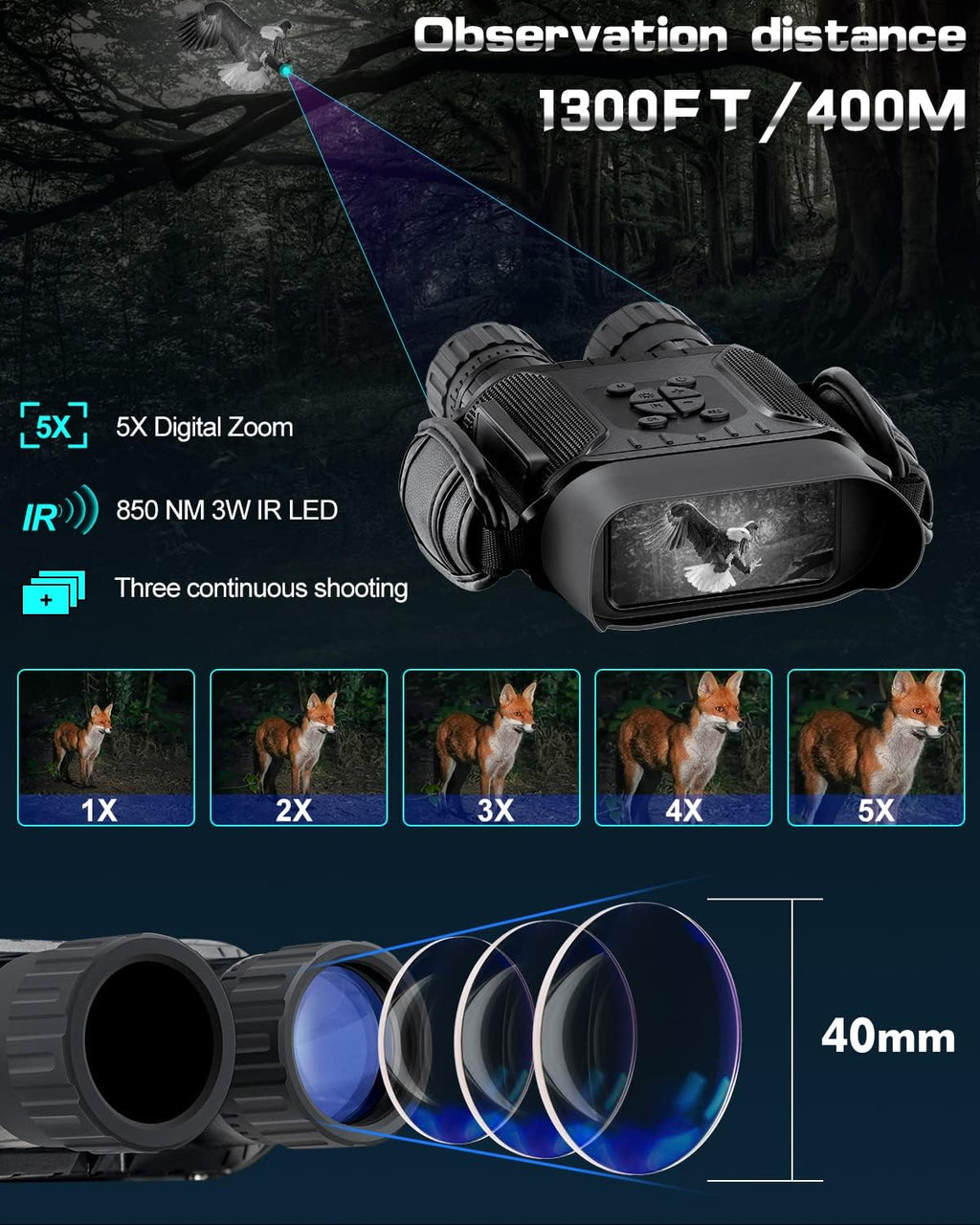 Digital Infrared Night Vision Binoculars with 32GB Memory Card B192891