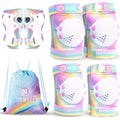 Rainbow Unicorn Knee Pads with Drawstring Bag Adjustable Protective Gear Set A1772