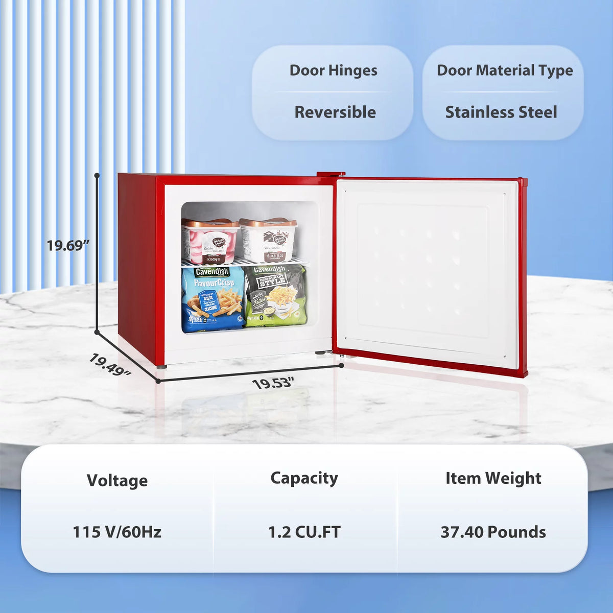 Mini Upright Freezer Compact Refrigerator Red D946812