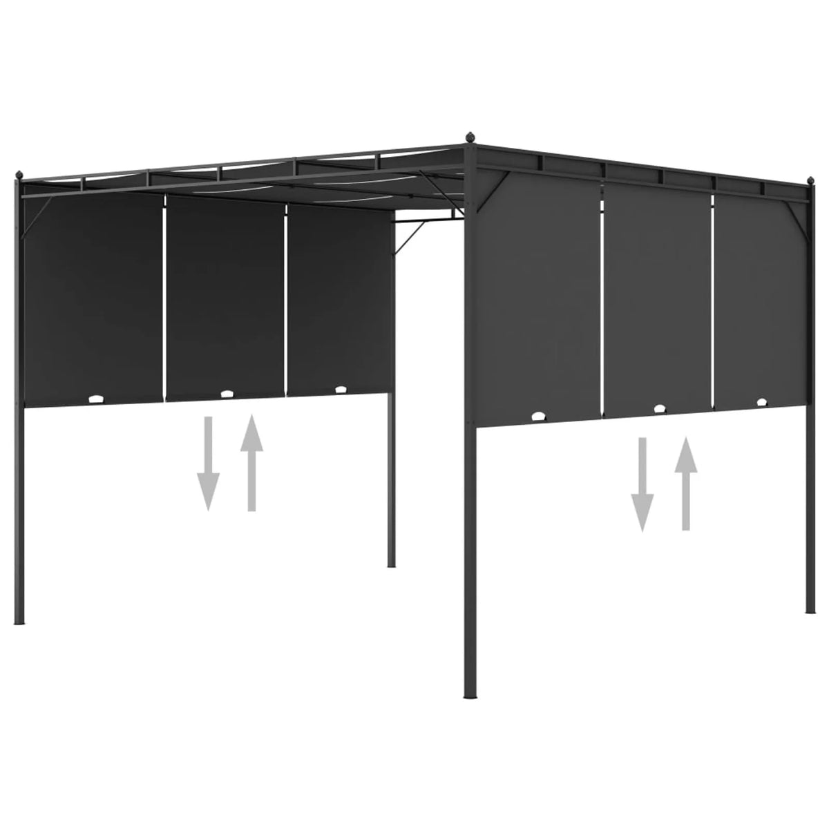 Garden Gazebo with Side Curtain Steel Frame Sun Shade Shelter 118.1 x 118.1 x 88.6 Inches W626