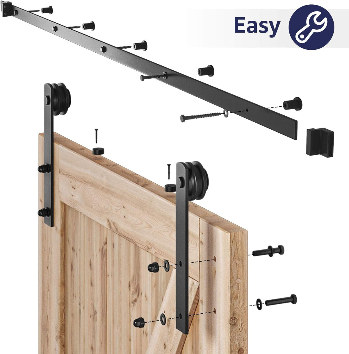 8ft Sliding Barn Door Hardware Kit for 42"-48"Wide Door Panel W1342