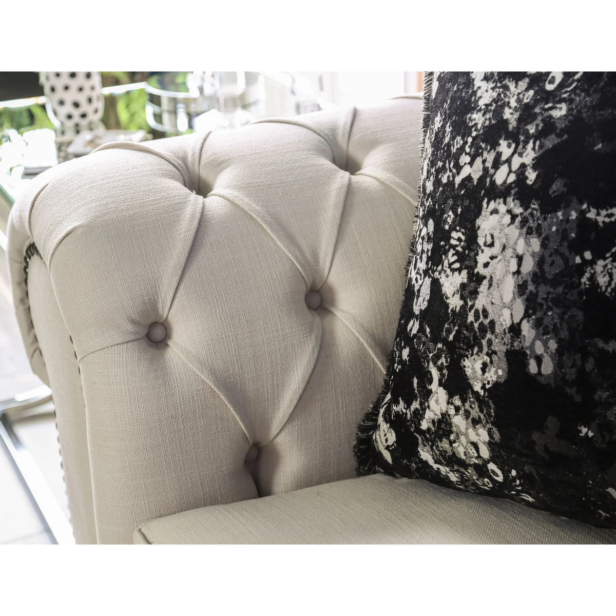Beige Fabric Upholstered Sofa E5012
