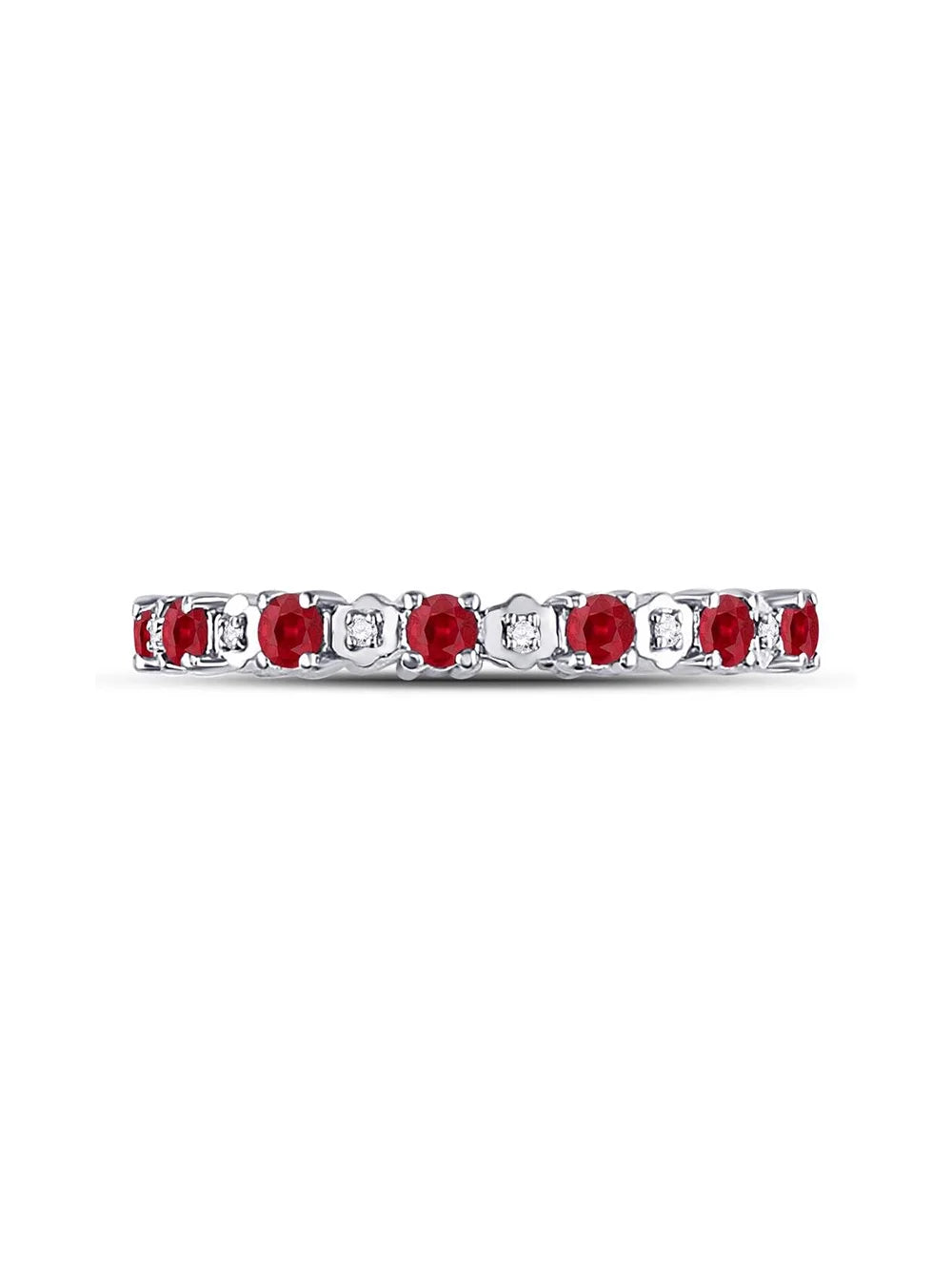 10kt White Gold Ruby Diamond Eternity Band Ring U6606