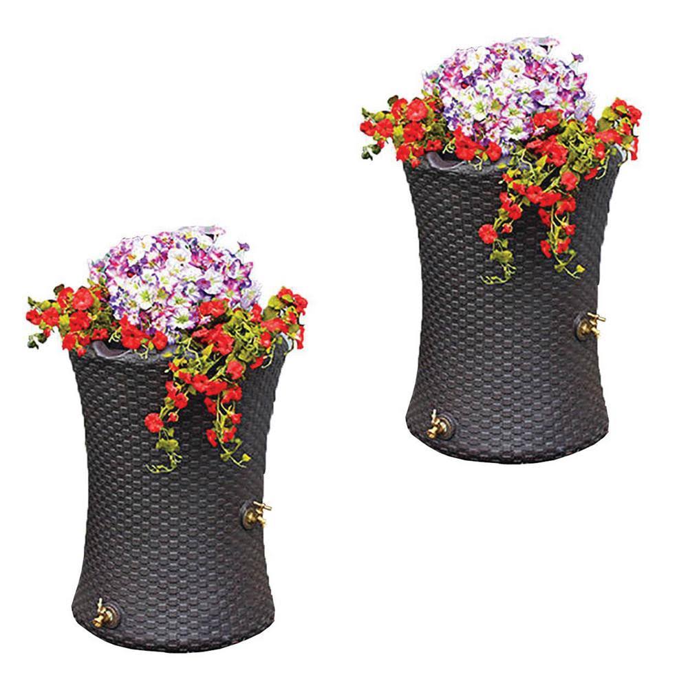 50 Gallon Brown Rain Barrel Planter (2 Pack) E52808