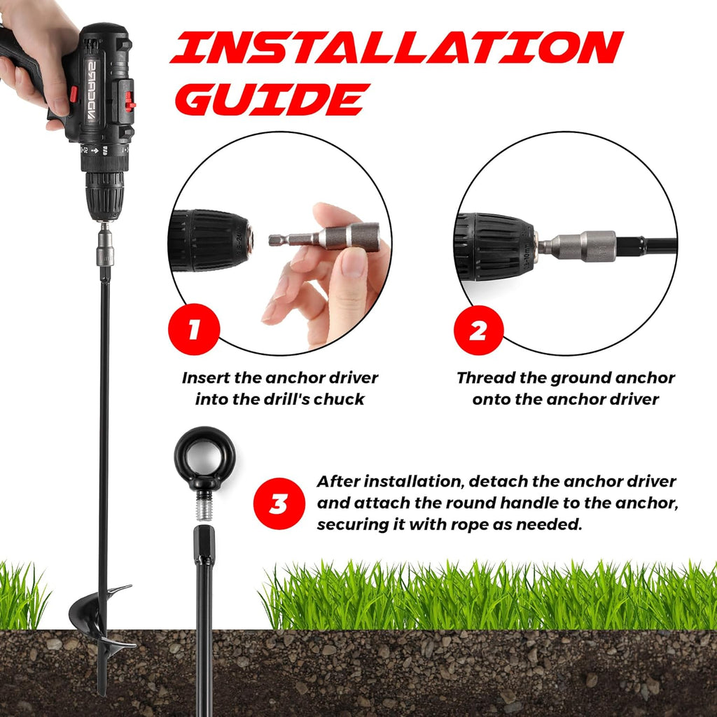 18'' Heavy Duty Ground Stakes Earth Anchors Screw in Shed Anchor Kit Auger Anchor A39561