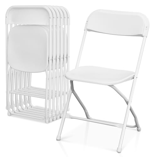 8-Pack Stackable Plastic Folding Chairs with Steel Frame, White, Set of 8 L299707