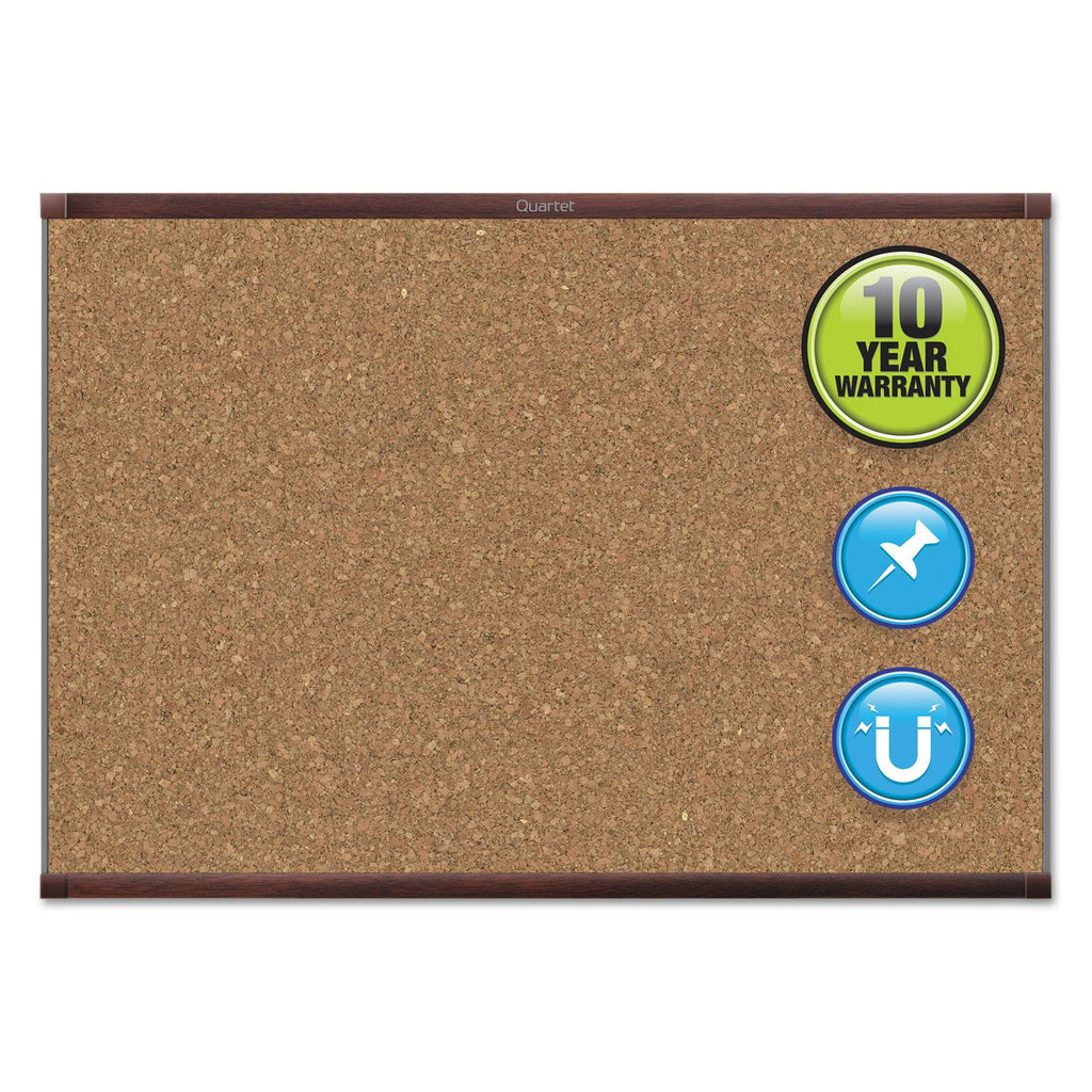 Mahogany Frame Magnetic Cork Bulletin Board L99343