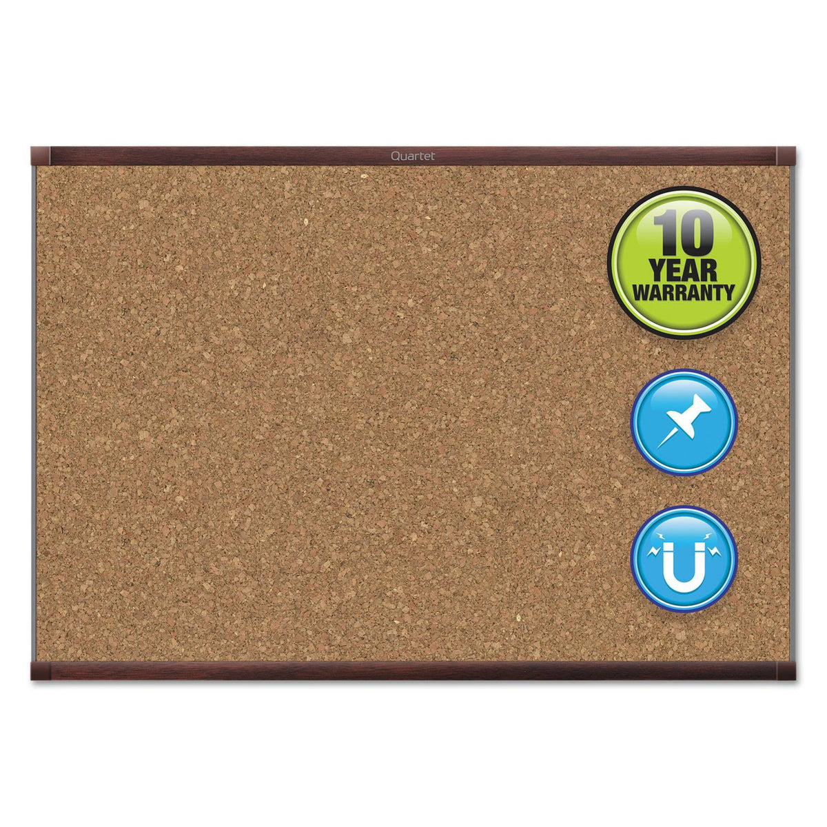 Mahogany Frame Magnetic Cork Bulletin Board L99343