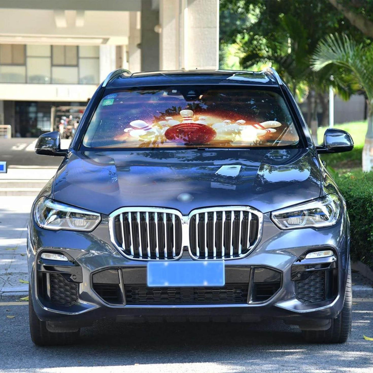 Bowling Strike Hit Fire Explosion Windshield Sun Shade 55×27.6in W585000