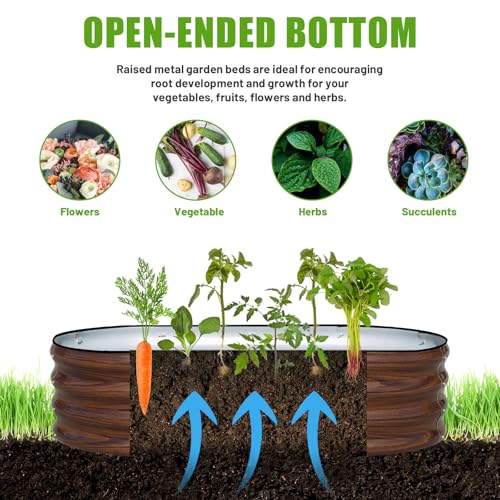 Galvanized Raised Garden Bed, 4x2x1ft Oval Metal Planter Box O2854