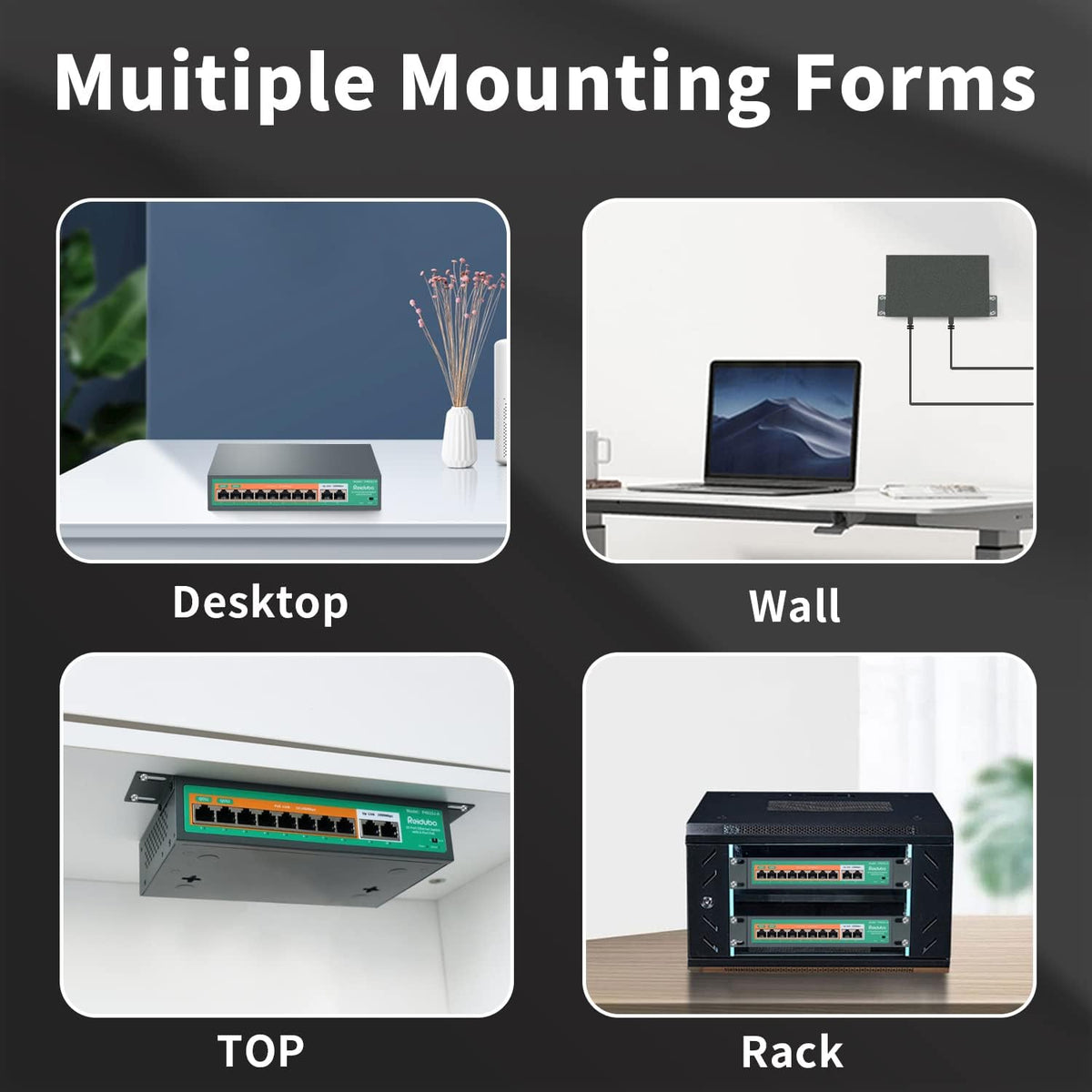 10 Port PoE Ethernet Switch with 8 Port PoE 100Mbps V966