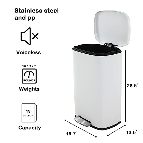 50 Liter Stainless Steel Trash Can with Lid and Foot Pedal Z704272