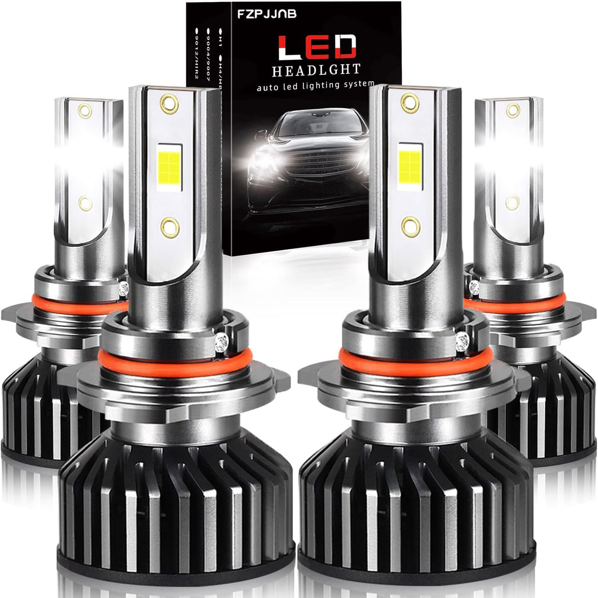 LED Headlight Bulbs 9005 High Beam + 9006 Low Beam, 6000K Cool White, Pack of 4 U930434