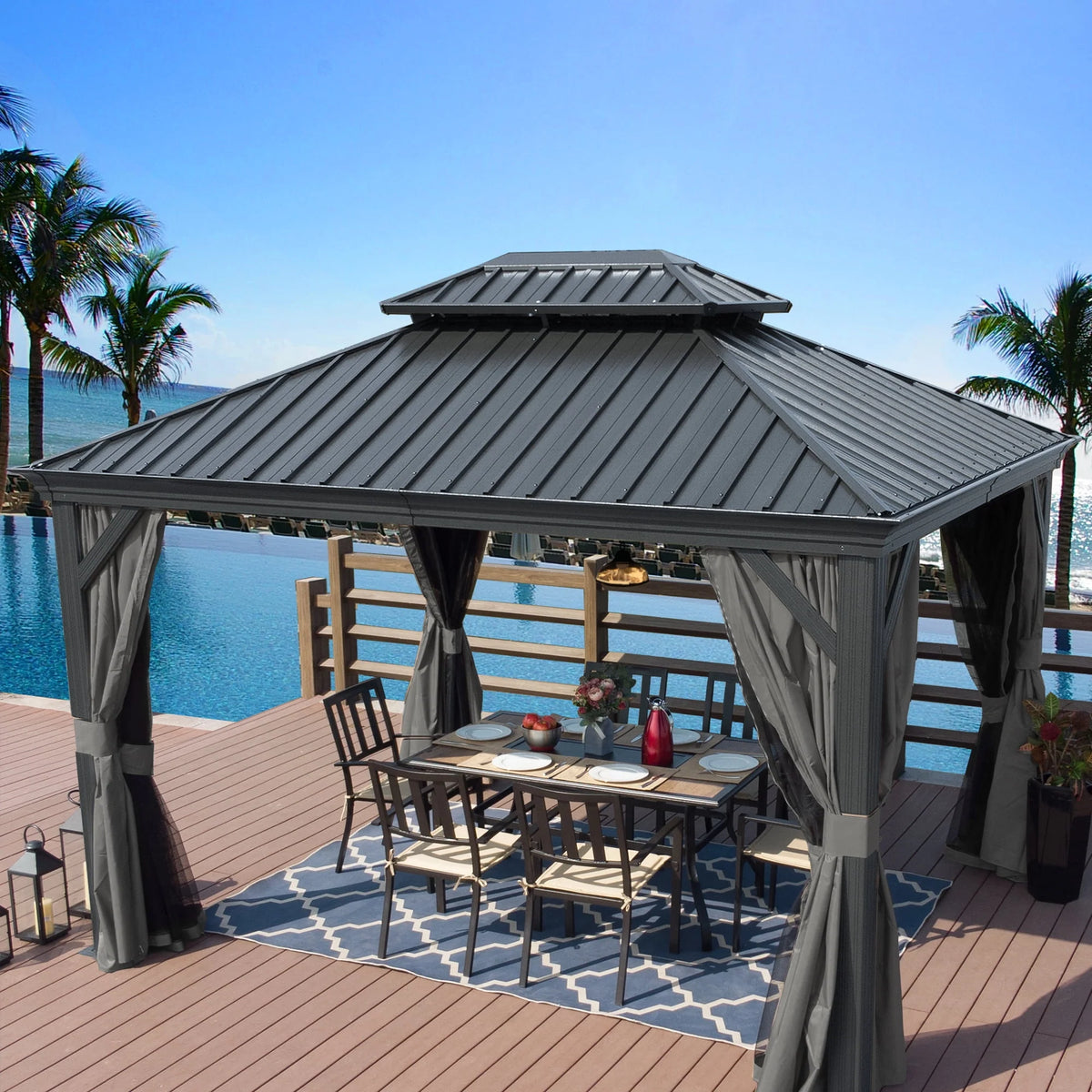12 ft. W x 10 ft. D Aluminum Hardtop Gazebo O55504
