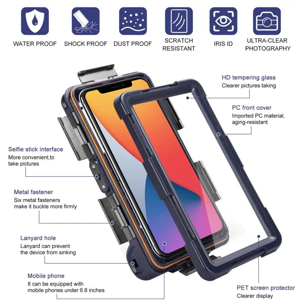 Waterproof Protective Case for Phones Up to 6.9 Inch with Lanyard H712848