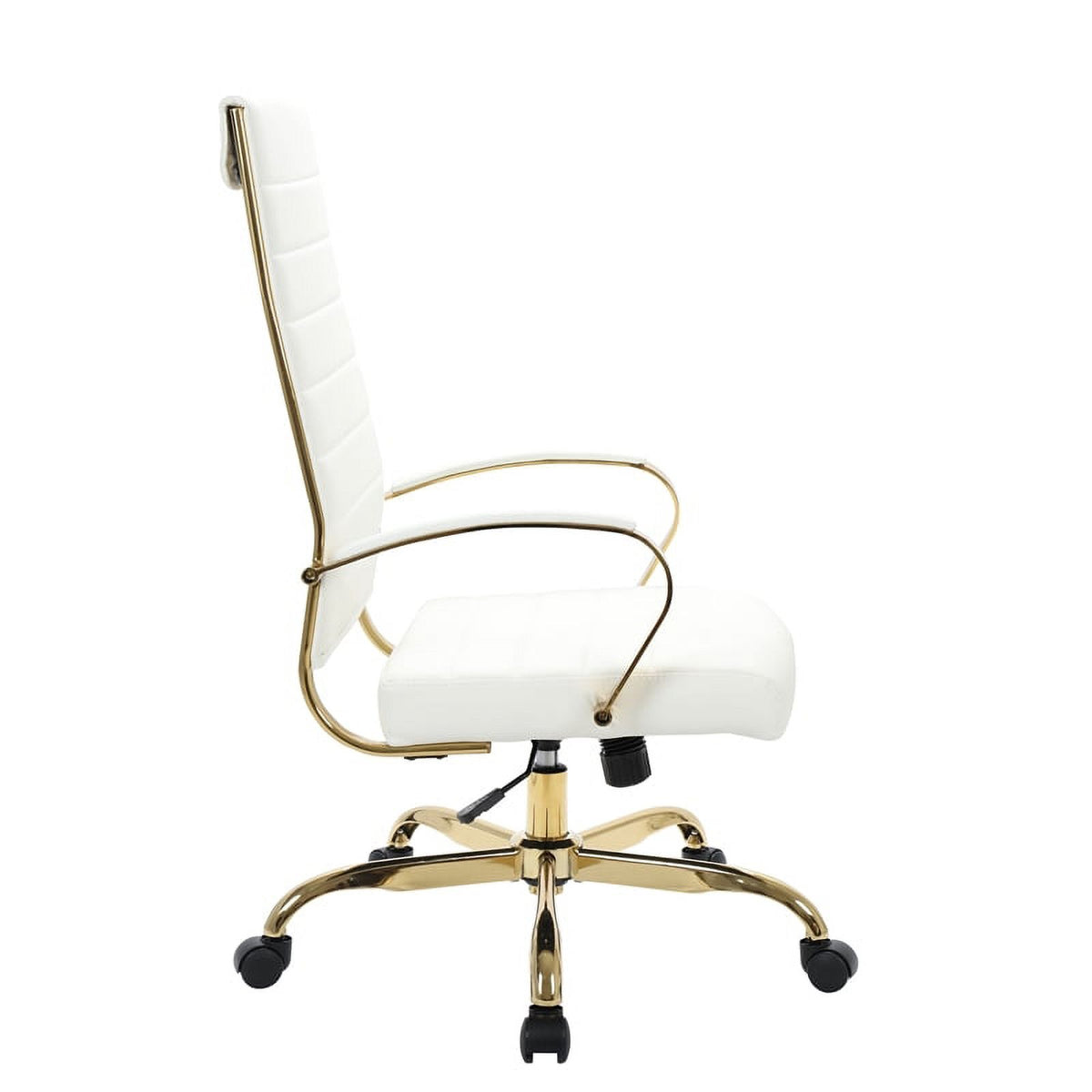 Modern Faux Leather High-Back Office Chair in White/Gold J904