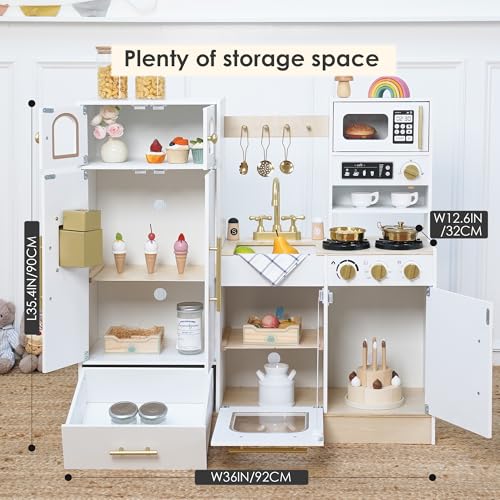Wooden Play Kitchen Set with Stove, Sink, Coffee Maker & 11 Accessories Z9821