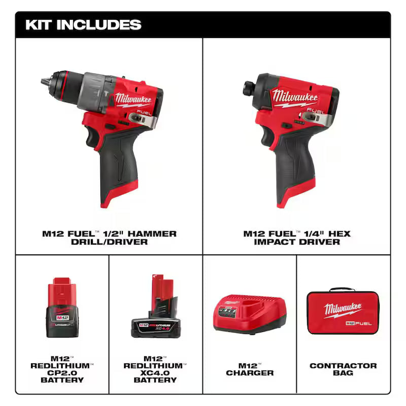 12V Lithium-Ion Brushless Cordless Hammer Drill/Impact Driver Combo Kit G526050