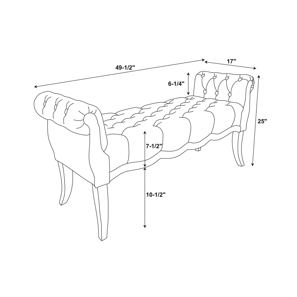 Brown Rolled Arm Bench Y7621