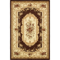 Brown Cream 6' 1 x 9' Floral Rectangle Rug G349