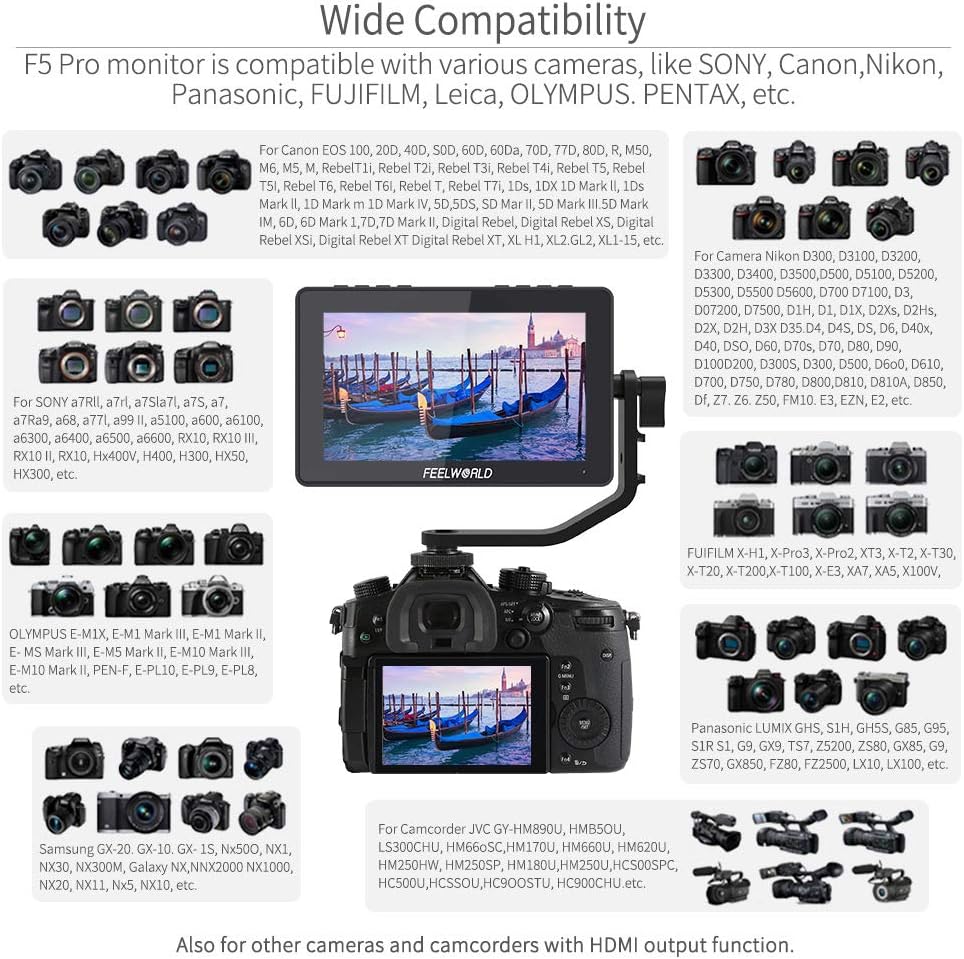 5.5 Inch Touch Screen DSLR Camera Field Monitor with 4K HDMI Input Output H8038