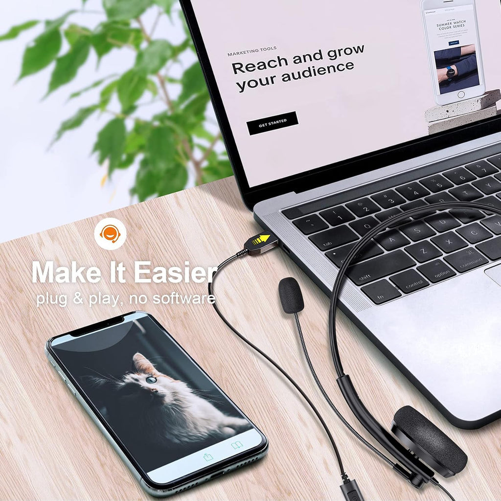USB Headset with Microphone Noise Cancelling for Laptop PC Office Headset Pack of 2 X772