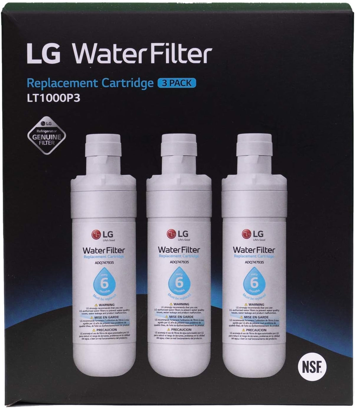 Refrigerator Replacement Water Filter, 3 Count W407