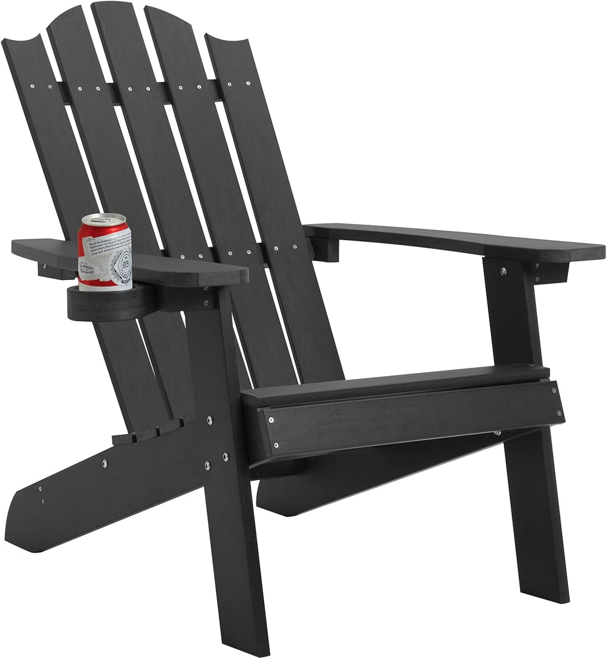Dark Blue Plastic Adirondack Chair with Cup Holder L24383