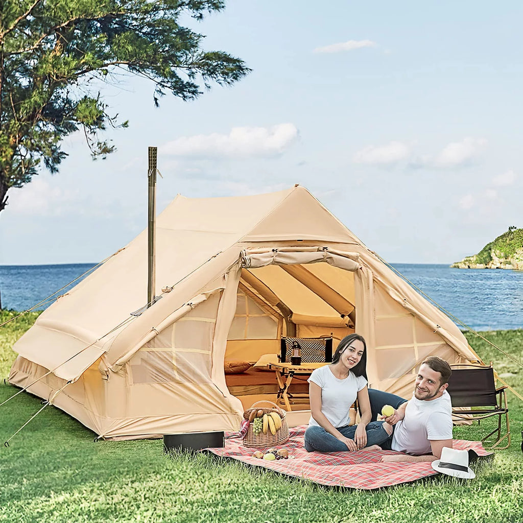 Inflatable Camping Tent with Pump, 4-6 Person Waterproof Cotton Tent I796627