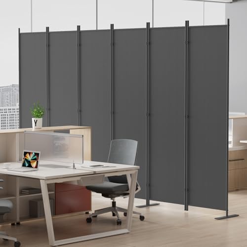 8-Panel 6 ft Tall Indoor Folding Room Divider, Dark Grey U207