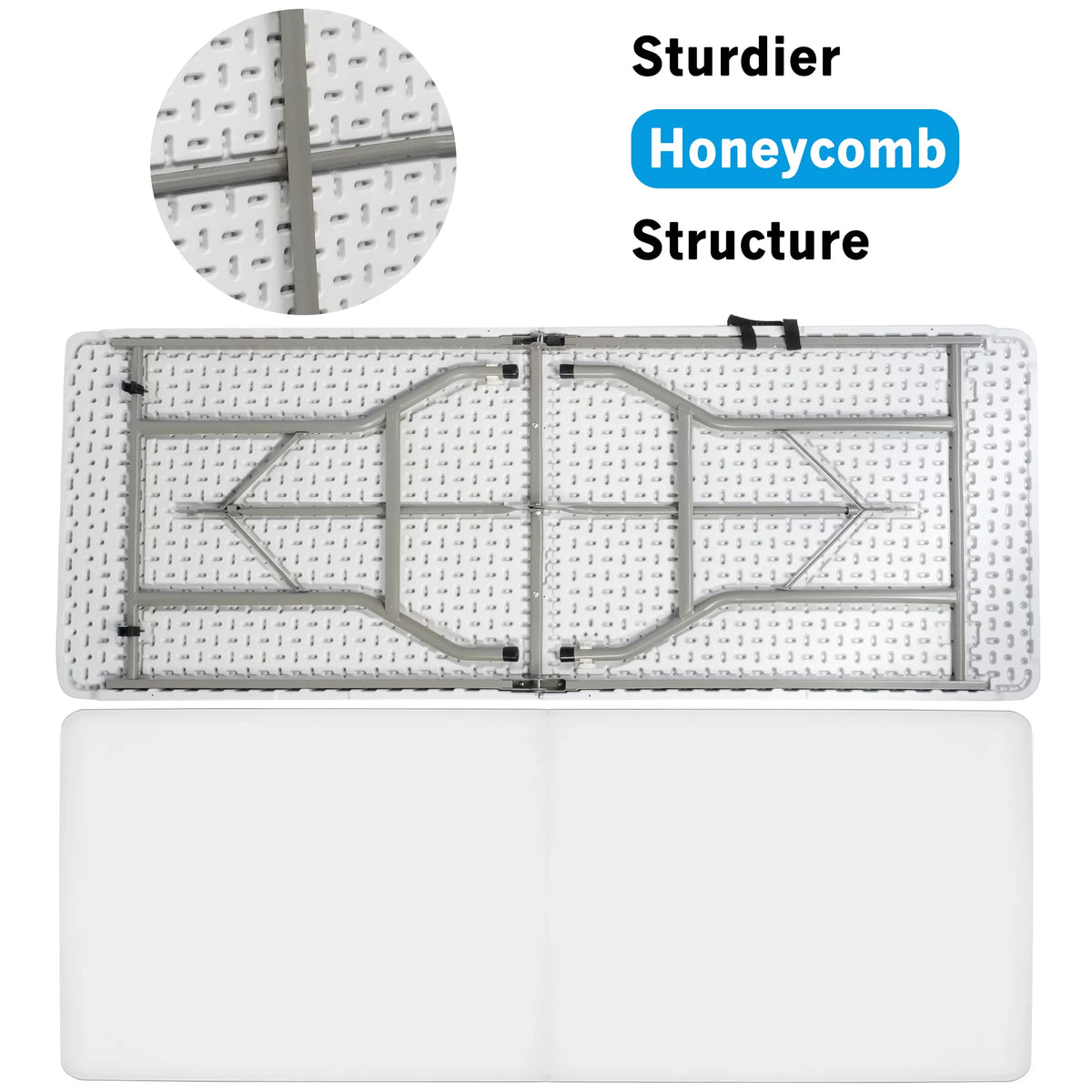 6FT Fold-in-Half White Portable Folding Table I309118