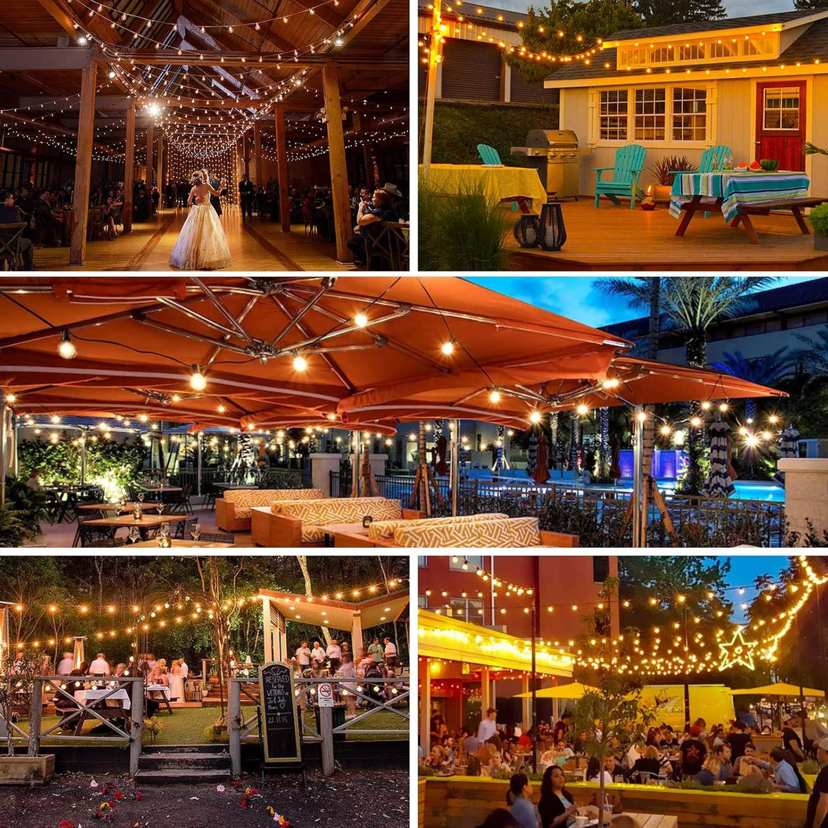 100ft 62 Dimmable G40 LED Clear Bulbs Waterproof Globe String Lights G660