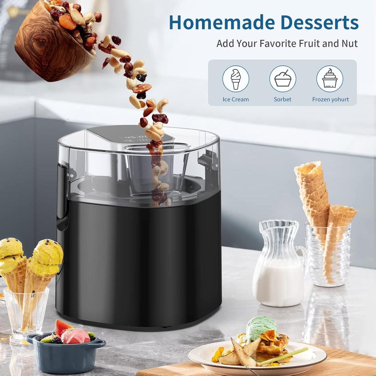 1.58 Quart Ice Cream Maker Machine with Double-Insulated Freezer Bowl G9426
