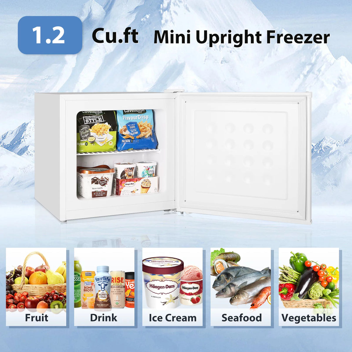 Mini Upright Freezer Compact Refrigerator Red D946812
