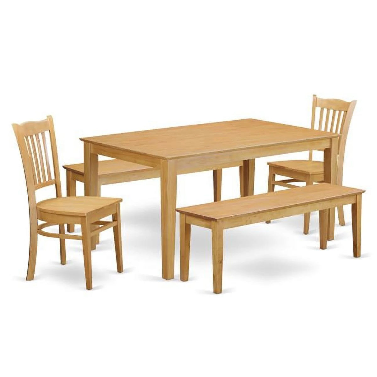 Oak Kitchen Table with 2 Dining Chairs and 2 Benches G1080