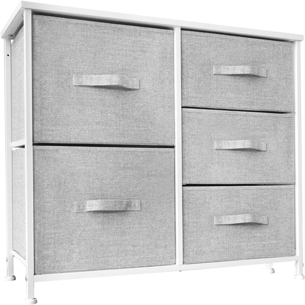 5 Drawer Fabric Dresser Storage Tower with Steel Frame E683