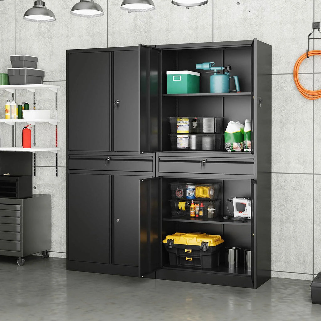 Metal Garage Storage Cabinet with Locking Doors and Adjustable Shelves O51717