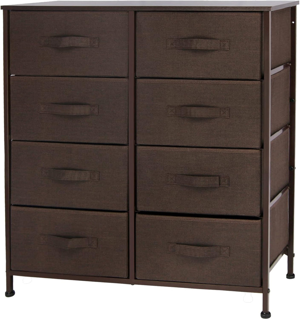 8 Drawer Fabric Storage Dresser with Wooden Top, Espresso Brown K696347