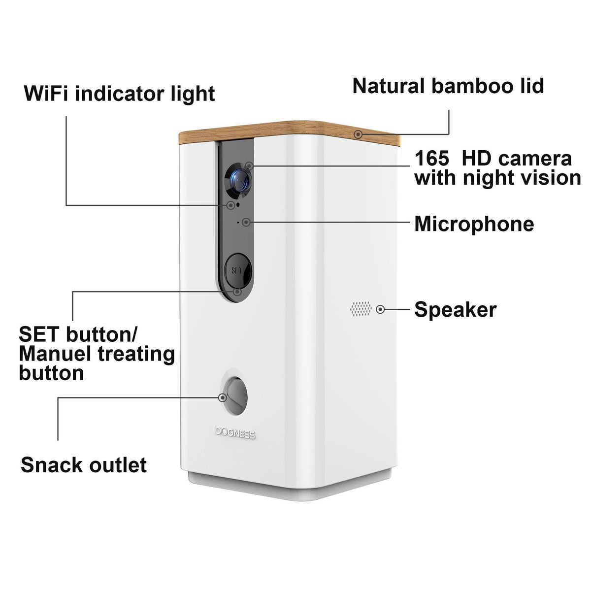White Pet Treat Dispenser with Camera F2536