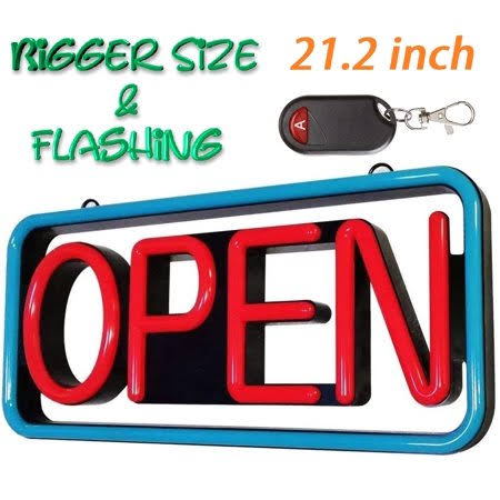 Large LED Business Open Sign 21 inch Remote Control Animated Black R684