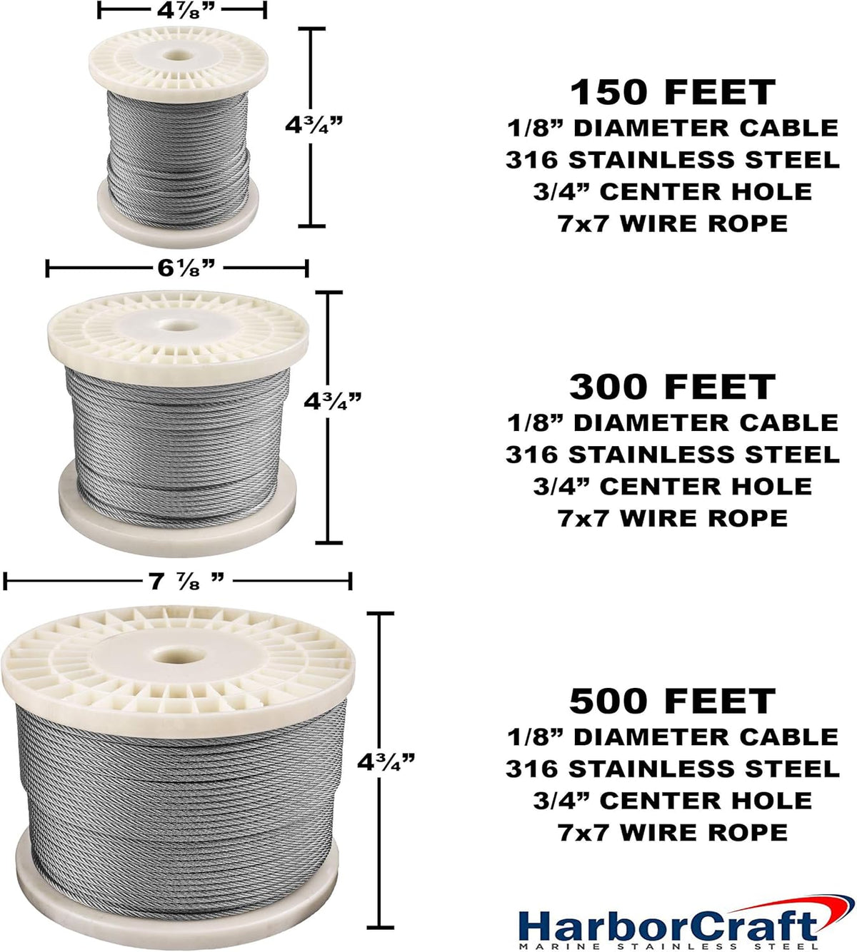 1/8 316 Stainless Steel Wire Rope Aircraft Cable 7x7 X15876