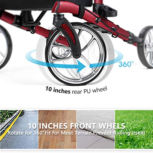 Gray Upright Rollator Walker with Seat and Padded Armrest B298718