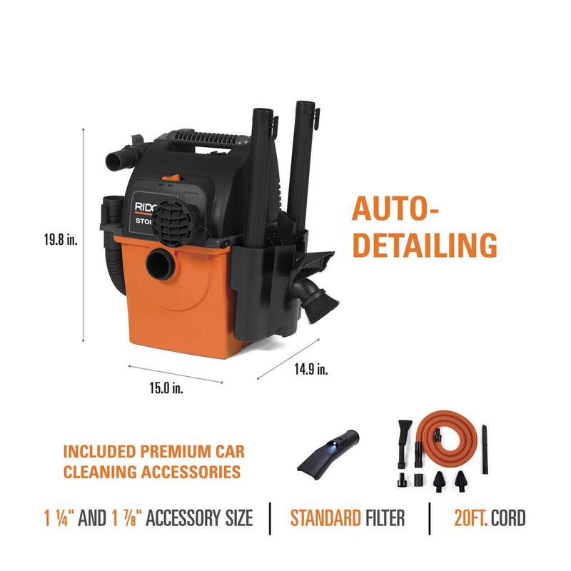 5 Gal. Portable Wet/Dry Shop Vacuum with Car Cleaning Kit G831