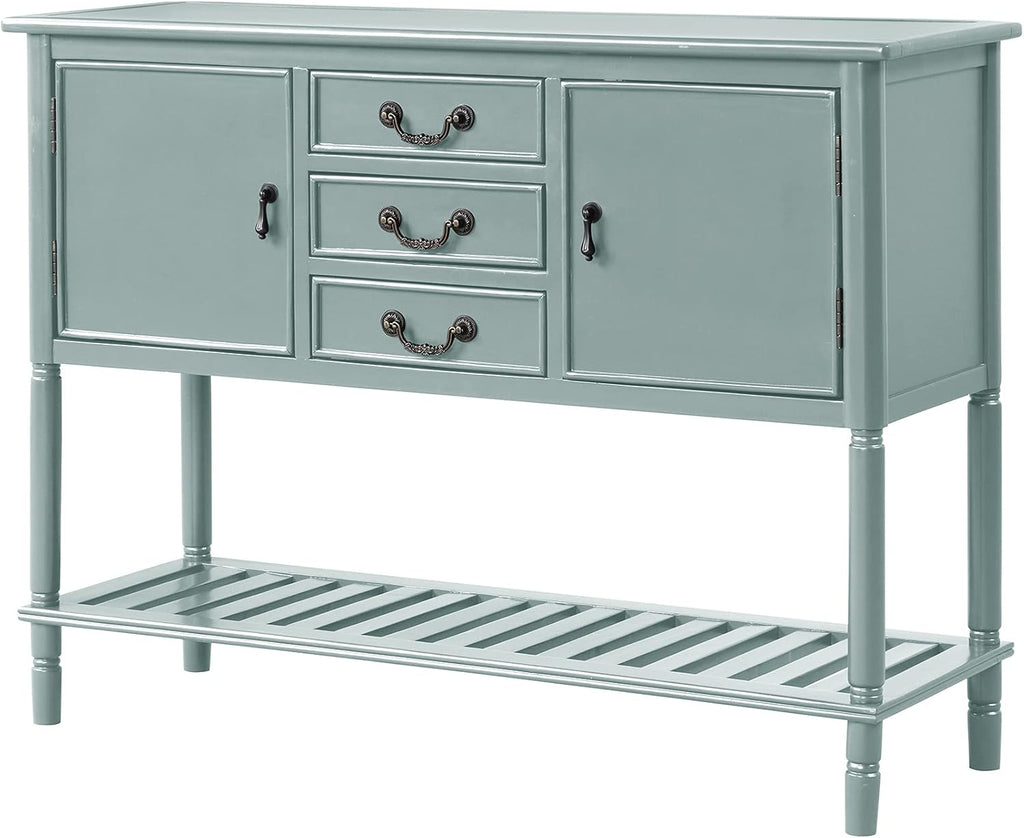 Solid Wood Console Table 3 Drawers 2 Cabinet 1 Shelf P558407