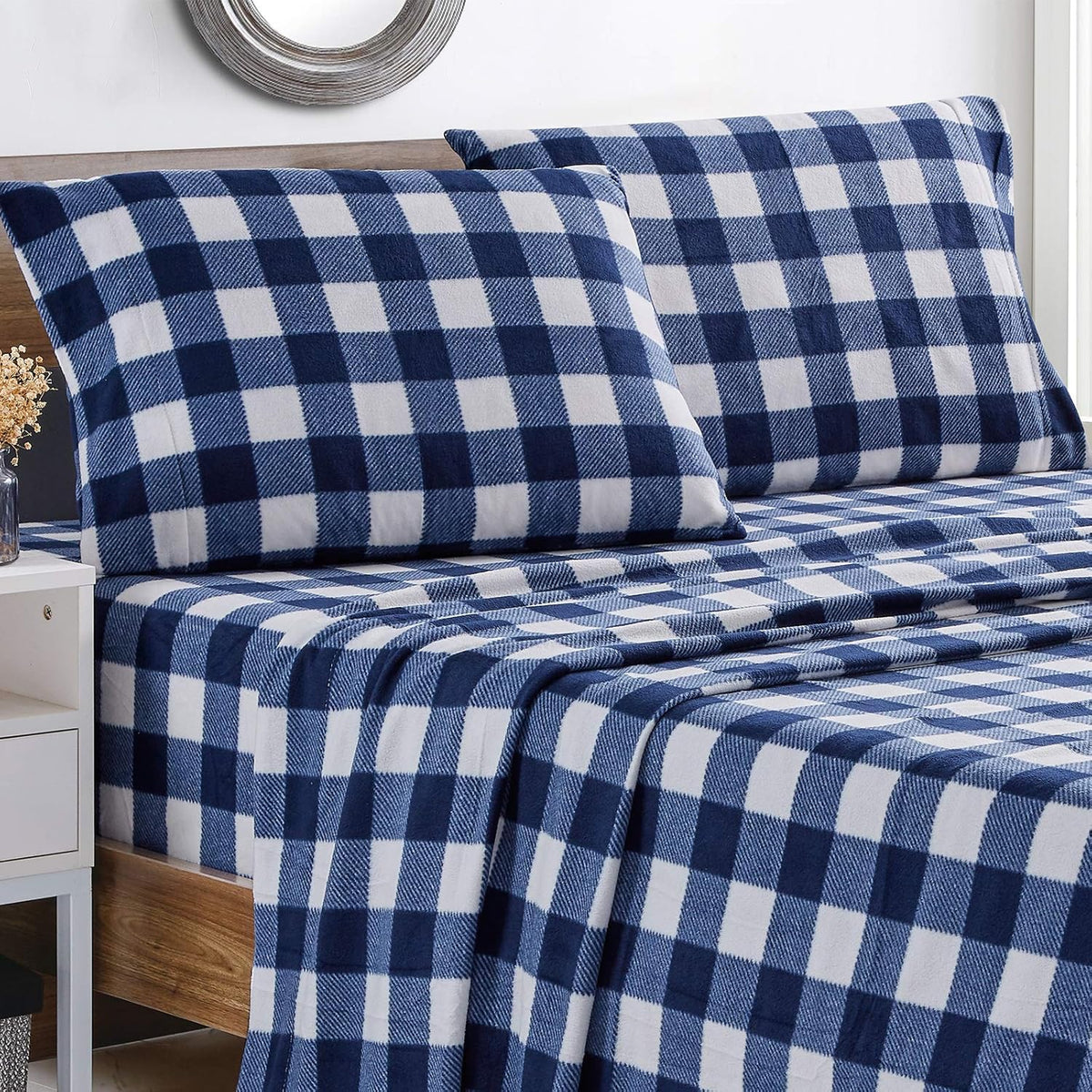 Leopard Full Polar Fleece Microfiber Bed Sheet Set, 4 Pcs E784