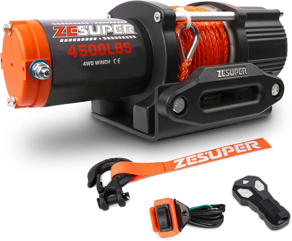 3000 lb 12V DC Electric Winch Steel Cable Waterproof Winch Kits Wireless Remote S597665