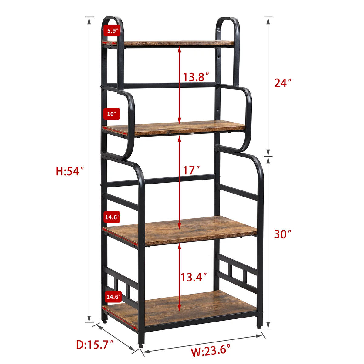 4-Tier Kitchen Bakers Rack with Storage Shelves D172