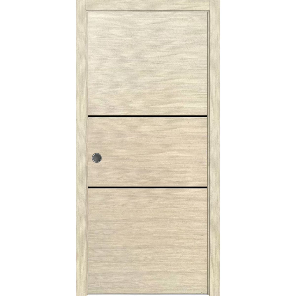 Sliding French Pocket Door 24 x 84 inches Solid Wood with Frosted Glass Z94028