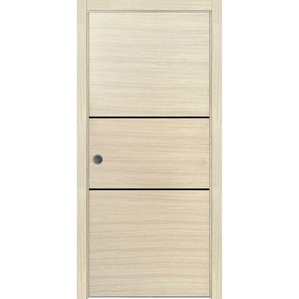 Sliding French Pocket Door 24 x 84 inches Solid Wood with Frosted Glass Z94028